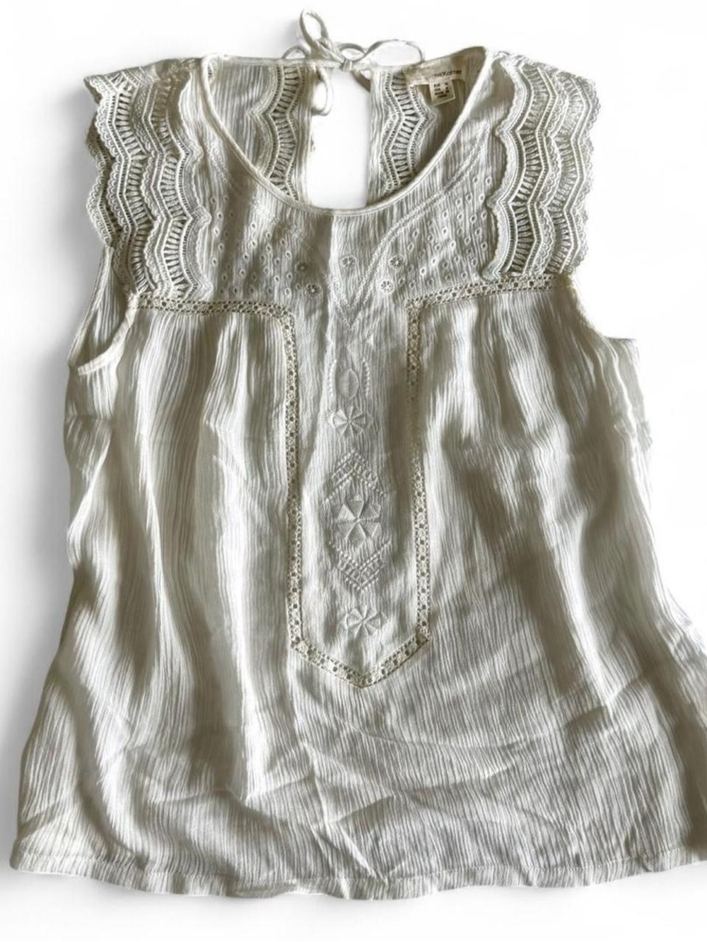 Anthropologie The Korner white lace sleeveless blouse - boho coquette top